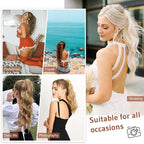 FLUFYMOOZ Ponytail Extension, 18 Inch Claw Clip Ponytail Extension, Wavy Curly Claw Clip in Ponytail Hair Extensions, Natural Fake Ponytail Synthetic Hairpiece for Women (Chocolate Brown with Blonde Highlights)