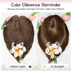 EMMOR 12 Inch Human Hair Topper for Women - Real Hair Topper with Bangs & 6.5" × 6.5" Larger Base, Natural Thin Hair Solution for Women(Brown)