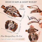 Obeoby 8 Pcs Flat Claw Clips for Women, 2 Types French Flat Hair Clips Hair Accessories Barrettes Large Medium (Tortoiseshell)
