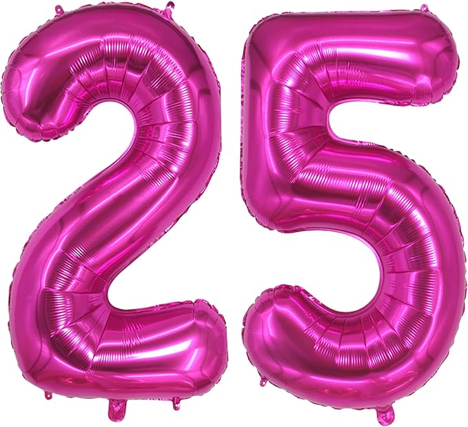 Jonhamwelbor Hot Pink 25 Numbers Balloon Jumbo Giant Big Large 25 Foil Mylar by Jonhamwelbor