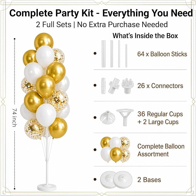 Hiins Gold Balloon Column Kit Set of 2 - Image 3