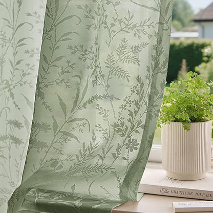 Anmao Sage Green Semi Sheer Light Filtering Short Curtains 45 Inches Long 2 by Anmao