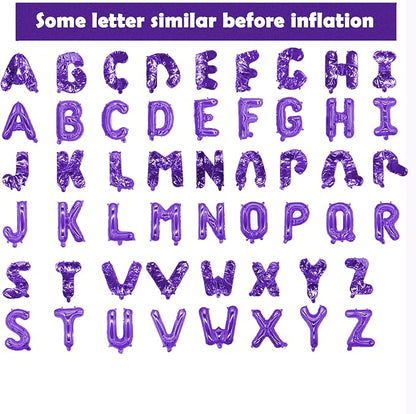 16 Inch Purple Letter Balloons Mylar Foil Alphabet Letter A-Z Balloons Set - Image 3