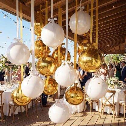 Jenaai 30 Set Graduation Foil Balloons Bulk 22 Inch 4d White and Gold Metallic - Image 6
