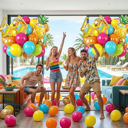 Tropical Balloons, Sunglasses Pineapple Foil Balloons, 12 Inch Teal Metallic - Image 4