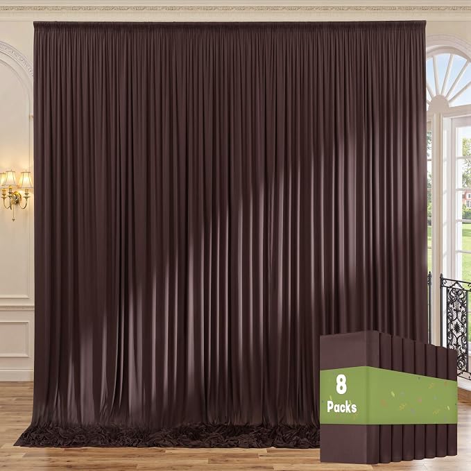 40ft x 10ft Wrinkle Free Brown Backdrop Curtains by ENJOYYOURPARTY