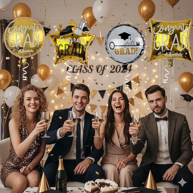 12pcs Graduation Balloons Set, Congrats Grad Foil Balloons Class of 2026 - Image 4