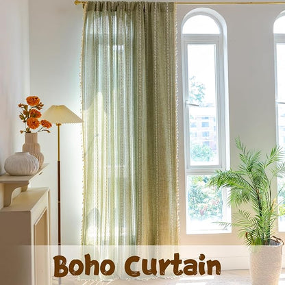 Sutuo Home Boho Curtains for Living Room Farmhouse, Semi-Blackout French - Image 7
