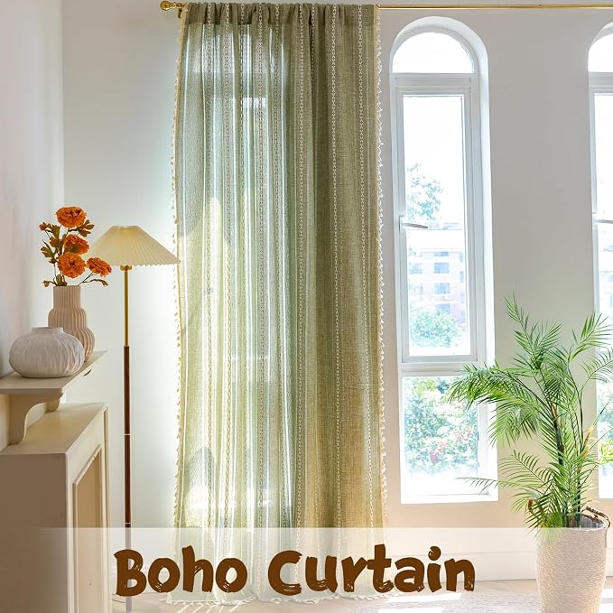 Sutuo Home Boho Curtains for Bedroom Living Room 84 Inches Long, Light - Image 7