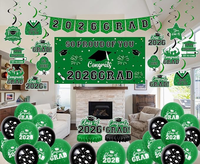 59Pcs Graduation Decorations 2026 Backdrop Balloons Banner Centerpiece Hanging - Image 5