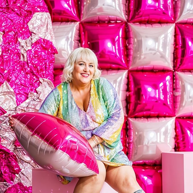 Hot Pink Square Foil Balloon Wall - Image 6