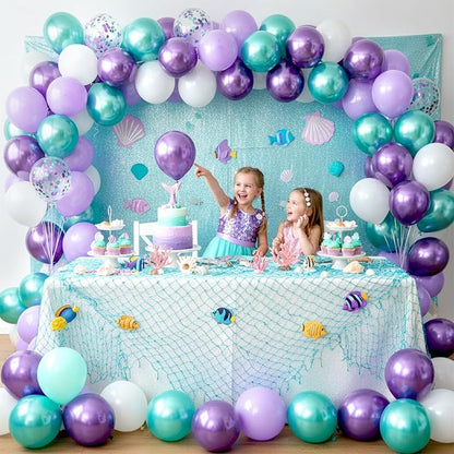 LovesTown Mermaid Purple Blue and White Balloons, 12 Inch | Latex, soft color - Image 2