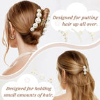 Pearl Hair Accessories for Women - 6PCS Claw Clips for Thick and Thin Hair, Barrettes for Styling and Weddings
