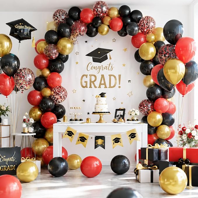 Black Gold Red Balloons, Baby Shower, Anniversary, Graduation, Wedding Party - Image 8