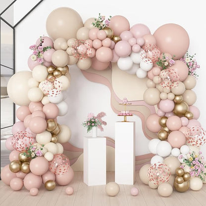 Amandir 173Pcs Boho Dusty Pink Balloon Arch Garland Kit | Neutral Baby Pink by Amandir