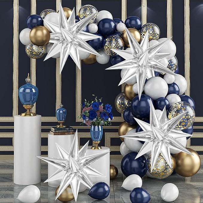 60 Pcs Star Balloons Explosion 12 Point Foil Cone Balloons Magic Balloon Large - Image 2