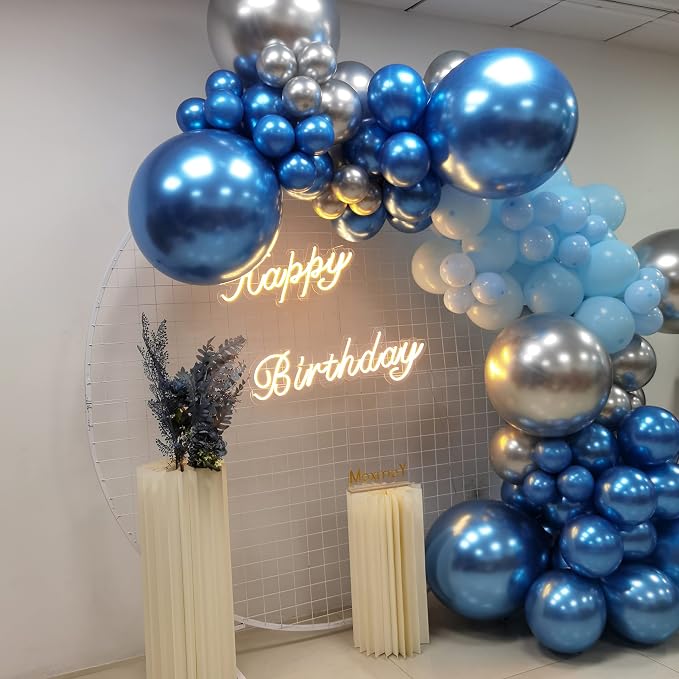 Silver Blue Balloon Garland 127 Pcs 18In 12In 10In 5In Confetti Latex Balloons - Image 7