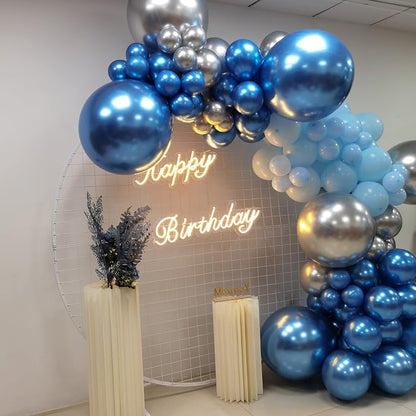 Silver Blue Balloon Garland 127 Pcs 18In 12In 10In 5In Confetti Latex Balloons - Image 7