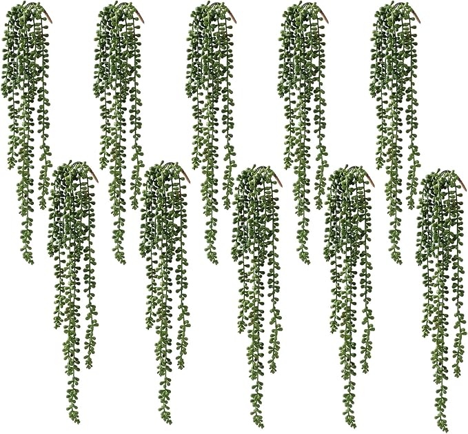10 Pcs Artificial Succulents Hanging Plants, Fake String of Pearls Greenery by dallisten