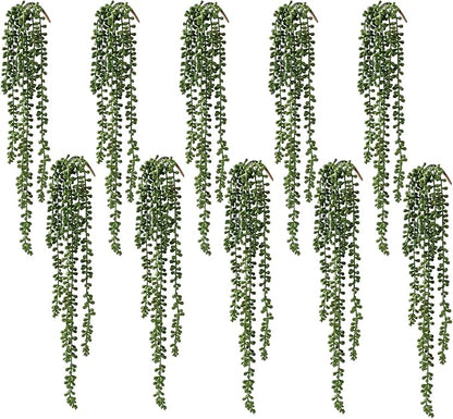 10 Pcs Artificial Succulents Hanging Plants, Fake String of Pearls Greenery by dallisten