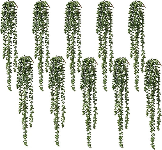 10 Pcs Artificial Succulents Hanging Plants, Fake String of Pearls Greenery by dallisten