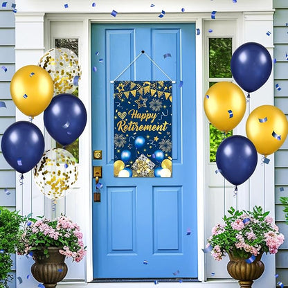 Blue Gold Retirement Door Banner Decorations Happy Retirement Party Small - Image 7