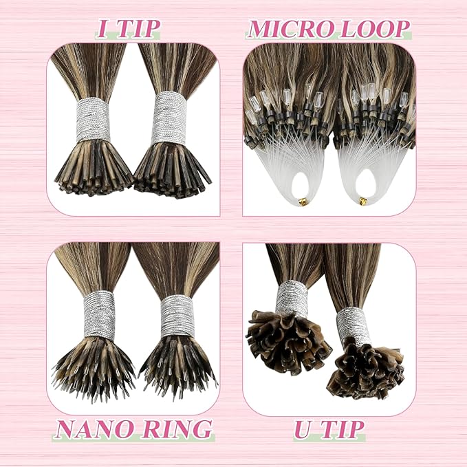 YoungSee U Tip Hair Extensions Human Hair Highlight Utip Hair Extensions Human Hair Highlight Brown Mixed Blonde Hair Extensions Hot Fusion Ktips Hair Extension U Tip 20In 1G/S 50G for Wedding