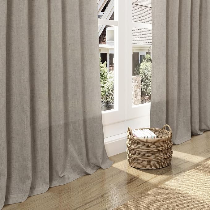 Grey Beige Linen Curtains 96 Inches Long - Image 5