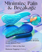 Lily England Detangler Hair Brush for Curly, Thick, Straight & Natural Hair - Gentle Detangling Brush for Women, Kids & Toddlers with Flexible Bristles - Smooth Hairbrush for Wet & Dry Hair, Blue