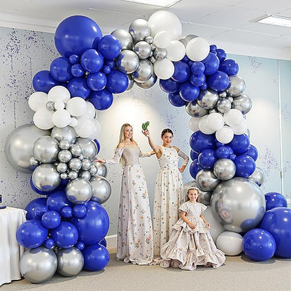 412Pcs Blue White Silver Balloon Arch Kit, 18 12 10 5 Inch Different Size Royal - Image 6