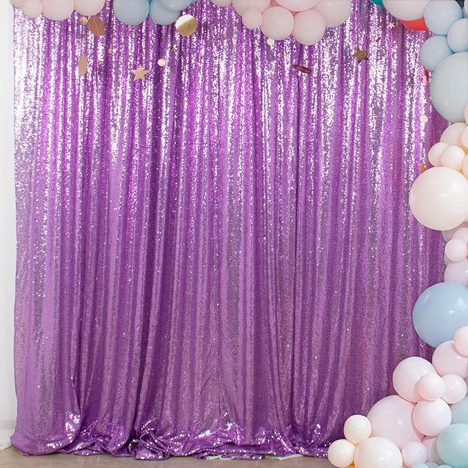 ShinyBeauty Sequin Backdrop Lavender 10x10FT Background by ShinyBeauty