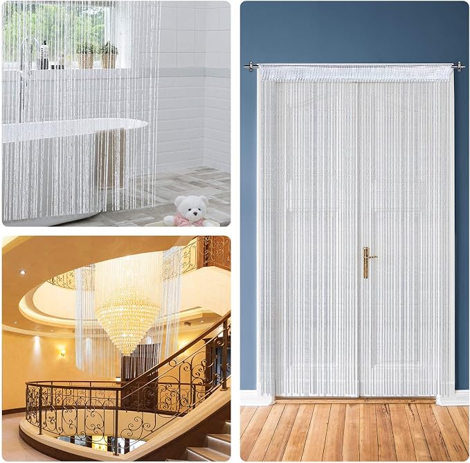 WILLBOND 4 Pcs String Curtains Glitter Fringe Curtains - Image 5