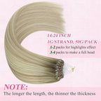 YoungSee Micro Link Hair Extensions Human Hair Blonde Ombre Microloop Hair Extensions Human Hair Blonde to Platinum Blonde Bead Hair Extensions Human Hair 16In Balayage Micro Links Hair Soft 50s/50g