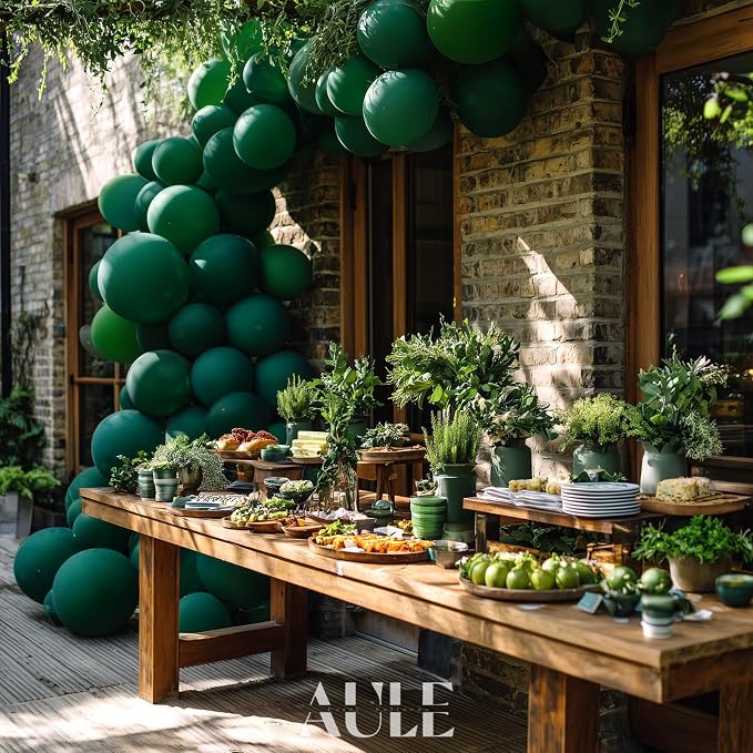 AULE 50Pcs Latex 12 Inch Dark Green Emerald Green Balloons | Helium Party Happy - Image 3