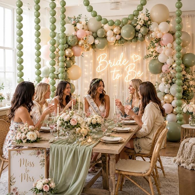 Sage Green Linking Balloons, Fall Thanksgiving Boho Birthday Bridal Baby Shower - Image 5