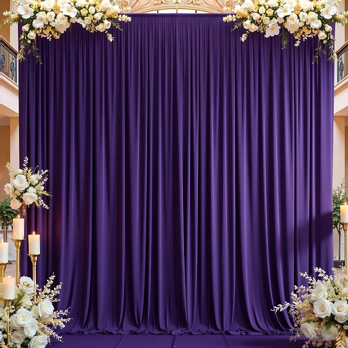 20×14 ft Purple Wrinkle Free Backdrop Curtain, Soft Silky Polyester Wedding - Image 9