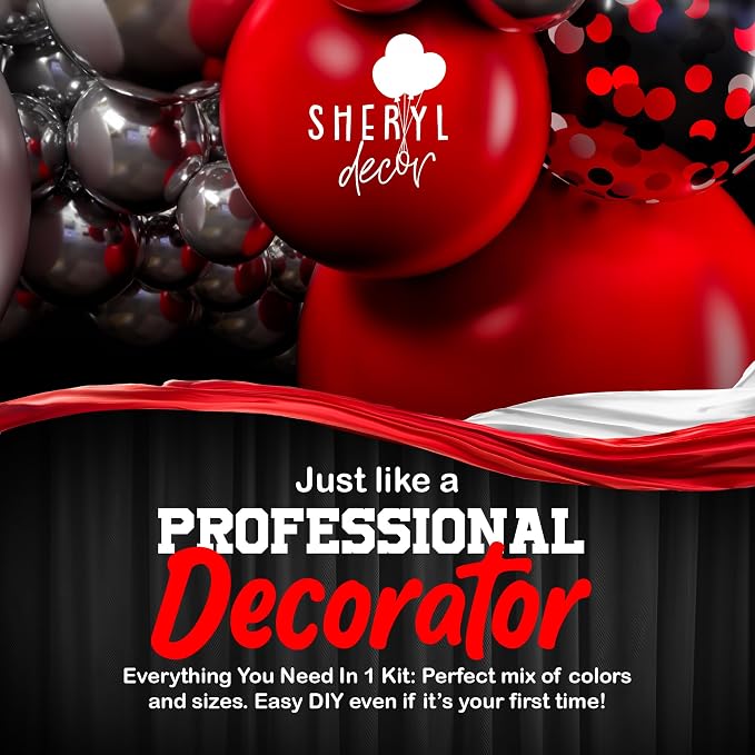 ALL-IN-1 Red Black and White Balloon Arch Kit - Image 7