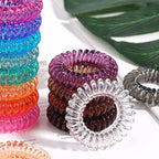 DED Transparent Spiral No Crease Coil Ponytail Holders, 24 Pcs Waterproof Elastic Hair Accessories for Women and Girls, All Hair Types