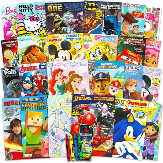 24 Pack Bulk Coloring Books for Kids Ages 4-8 Bundle | Assorted 24 Licensed by Disney