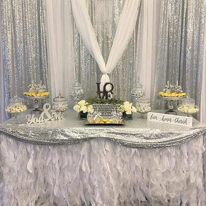 Silver Sequin Backdrop Curtains-4 Panels 2FTx8FT Silver Backdrop - Image 6