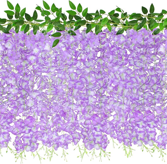 ZINHO 60 Branches Wisteria Hanging Flowers, Artificial Wisteria Flowers Garland by ZINHO