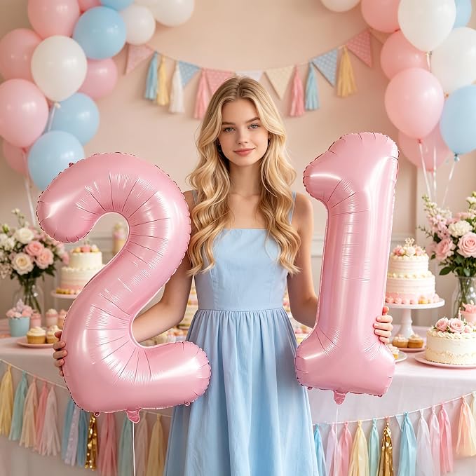 TONIFUL 40 Inch Pastel Pink Number 1 Balloons Large Foil 1st Birthday Decor | - Image 5