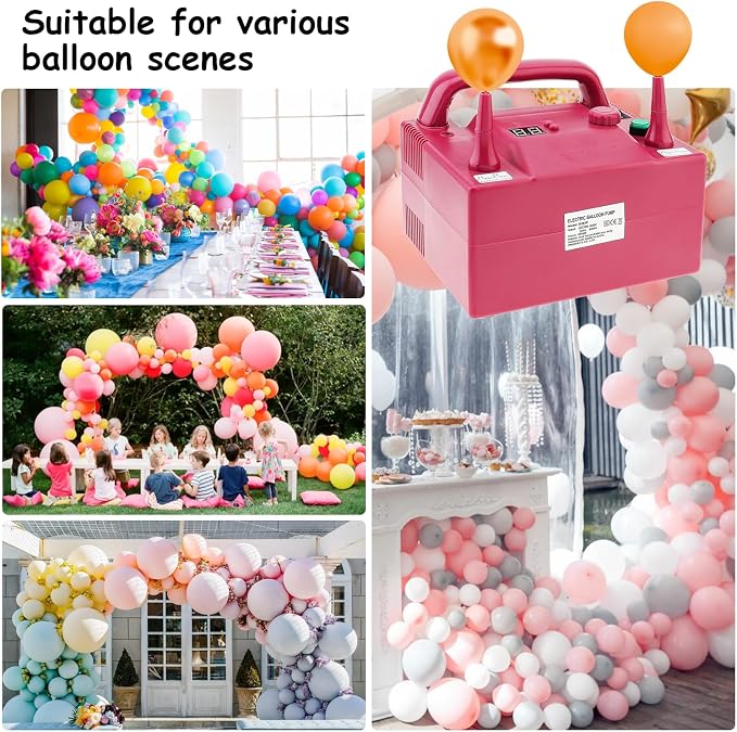 Electric Balloon Blower Pump Portable Electric Air Balloon Pump Dual Nozzle - Image 7