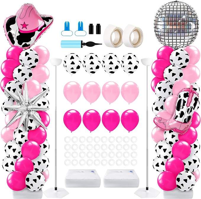 Kasyat 2 Sets Disco Cowgirl Balloon Column Stand Kit by Kasyat