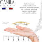 Camila Paris CP2337 French Hair Barrette Clip for Girls Handmade Cream Pearl, Metal Automatic Clasp Strong Hold Grip Hair Clips for Women, No Slip Durable Styling Girls Hair Accessories Made in France