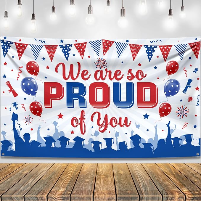 KatchOn We are So Proud of You Banner 72x44 Inch | Congratulations Banner Red by KatchOn