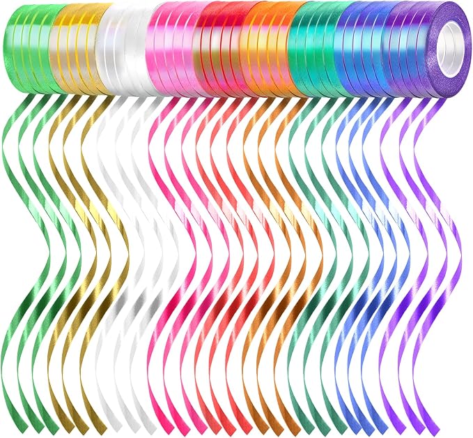 45 Rolls 9 Rainbow Colors Curling Ribbon Balloon Curling Ribbons Set, 3/16 Inch by Unknown