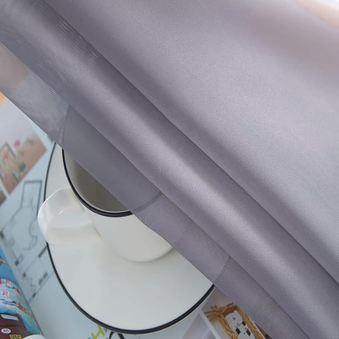 SpaceDresser Basic Rod Pocket Sheer Voile Window Curtain Panels Grey 1 Pair 2 - Image 5
