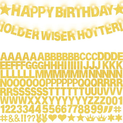 175Pcs DIY Glitter Customizable Banner Kit Custom Banner Happy Birthday - Image 9