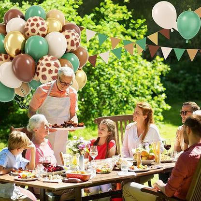 60pcs Safari Balloons, Sage Green Coffee Brown Light Brown Nude Sand White - Image 5